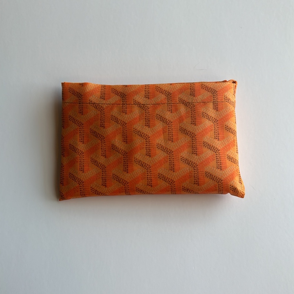 Large geometric print reusable nylon shopping tote bag in ORANGE